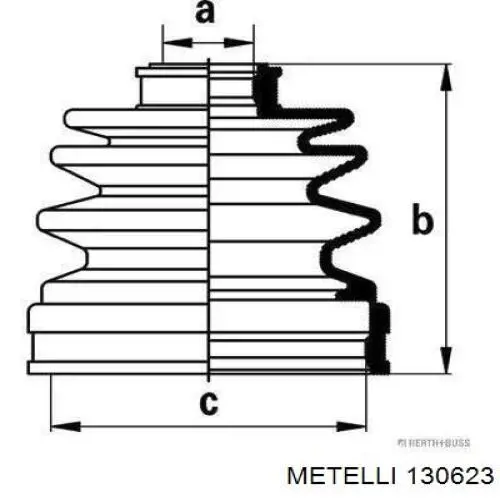 Пильник ШРКШа зовнішній, правий 130623 Metelli