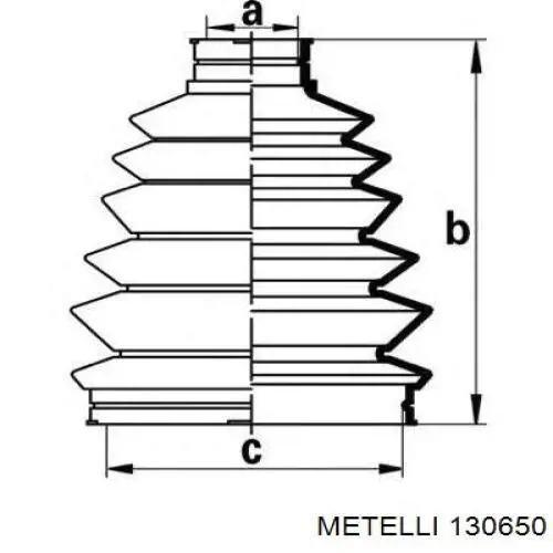 Пильник ШРУСа зовнішній 130650 Metelli