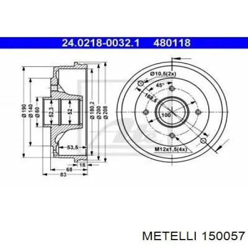 ШРУС зовнішній передній 150057 Metelli