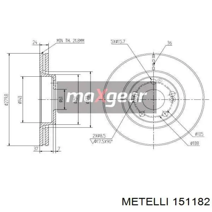 ШРУС зовнішній передній 151182 Metelli