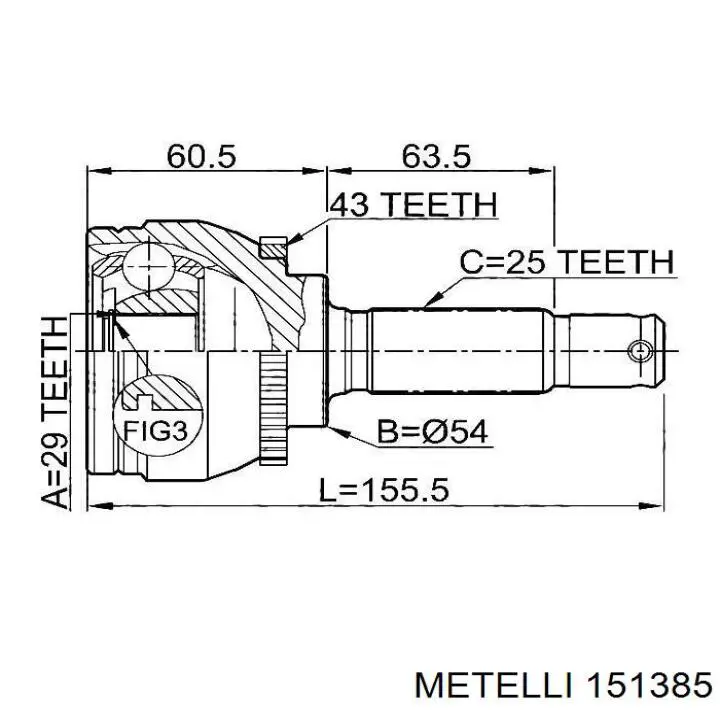 ШРУС зовнішній Metelli 151385