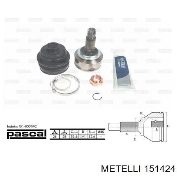 Купити 151424 Metelli Шарнір приводу зовнішній