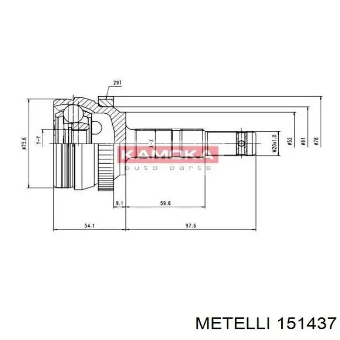 Купити 151437 Metelli Шарнір приводу зовнішній