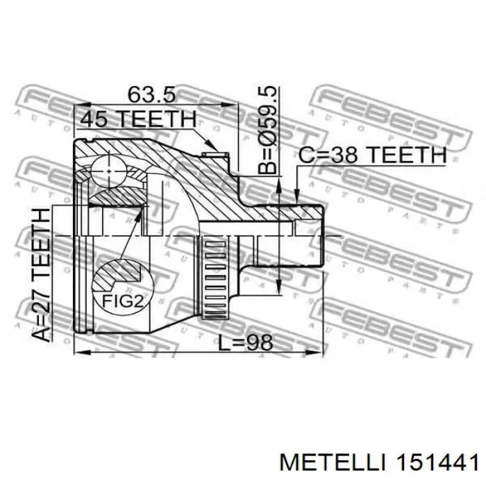 Купити 151441 Metelli Шарнір приводу зовнішній