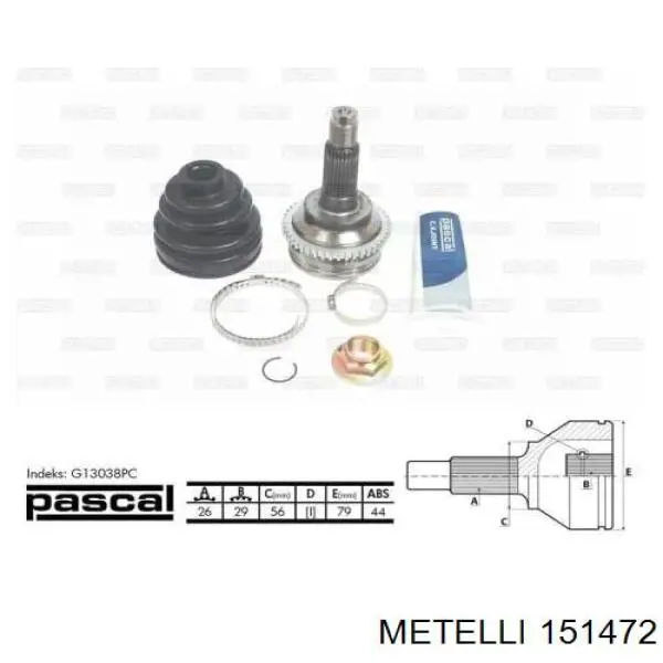 Купити 151472 Metelli Шарнір приводу зовнішній
