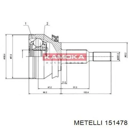 Купити 151478 Metelli Шарнір приводу зовнішній