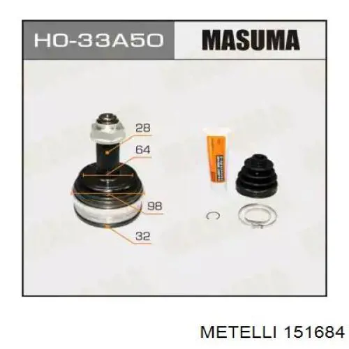 Купити 151684 Metelli Шарнір приводу зовнішній