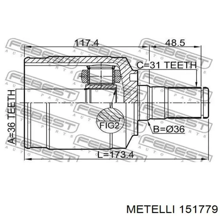 Купити 151779 Metelli Шарнір приводу зовнішній