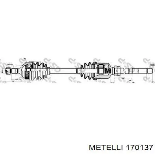 Піввісь передня, права Metelli 170137 ціна, від 78.12 USD