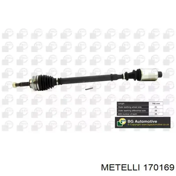 Купити 170169 Metelli Піввісь права