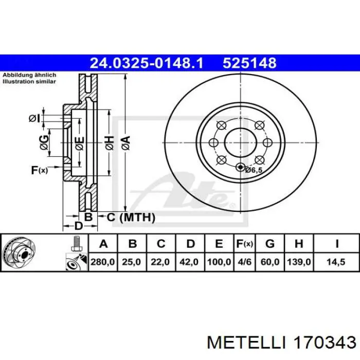 Купити 170343 Metelli Піввісь права