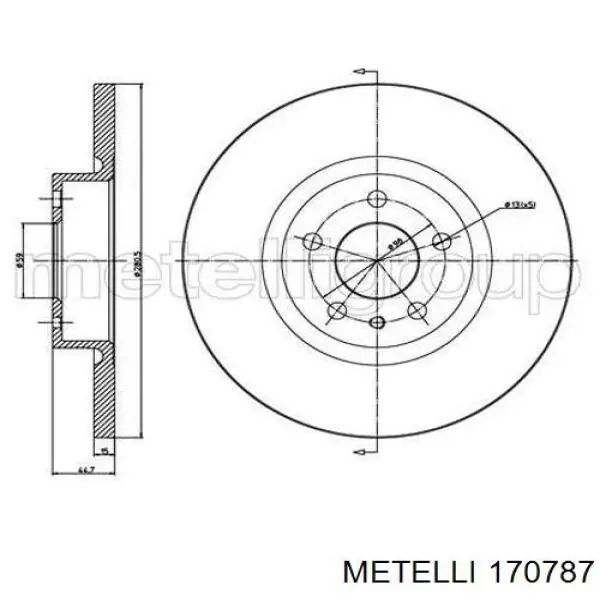 Піввісь (привід) передня, права 170787 Metelli