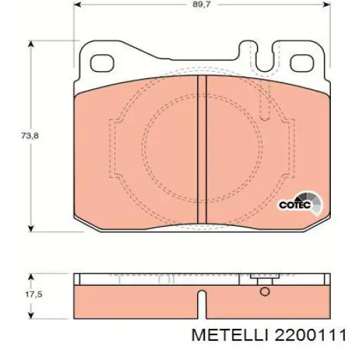 Гальмівні колодки Metelli 2200111 ціна, від 16.01 USD