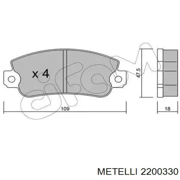 Гальмівні колодки Metelli 2200330 ціна, від 13.92 USD