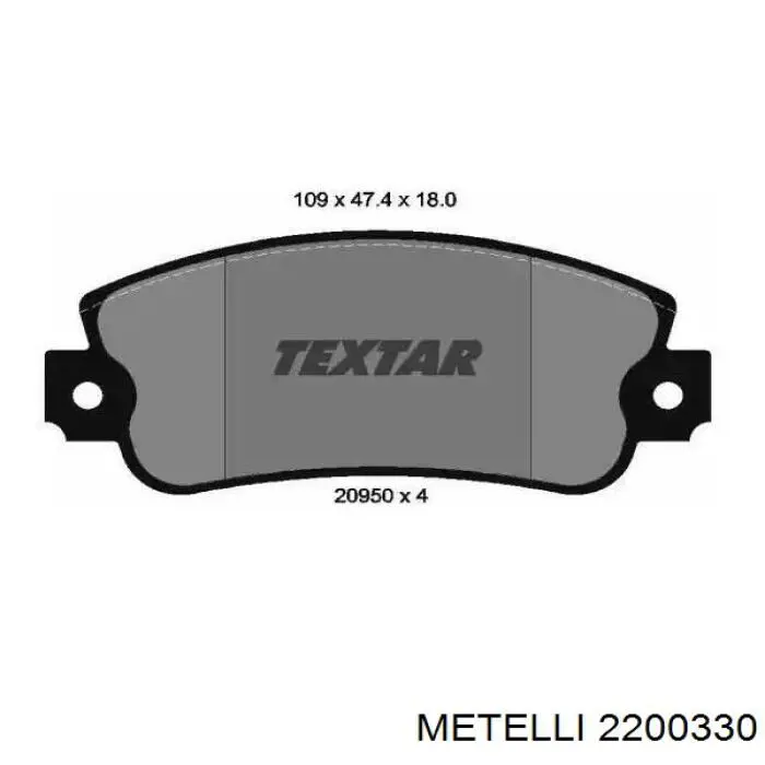 Передні тормозні колодки 2200330 Metelli