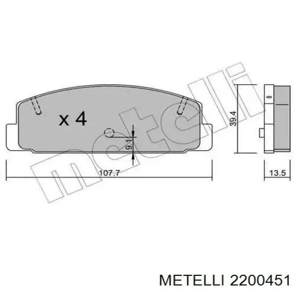 Гальмівні колодки Metelli 2200451 ціна, від 15.75 USD