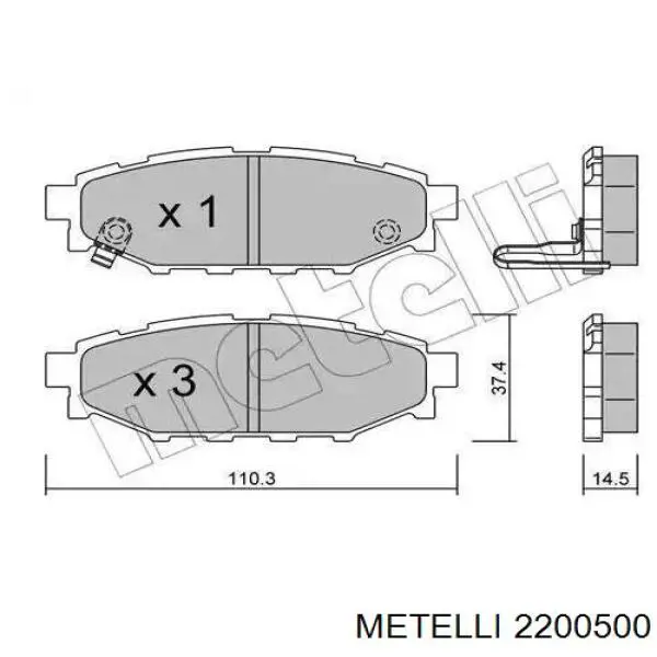 2200500 Metelli Передні гальмівні колодки