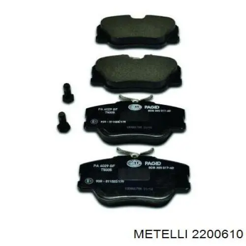 Передні тормозні колодки 2200610 Metelli