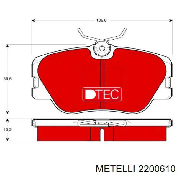 Колодки гальмівні передні, дискові 2200610 Metelli