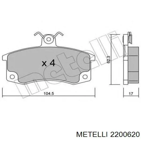 Колодки гальмівні передні, дискові 2200620 Metelli