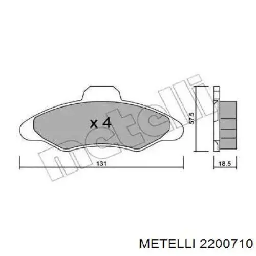 Гальмівні колодки Metelli 2200710 ціна, від 13.83 USD