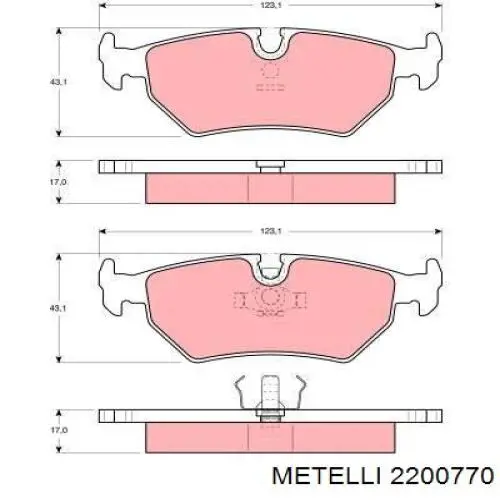 Купити 2200770 Metelli Колодки гальмівні передні, дискові