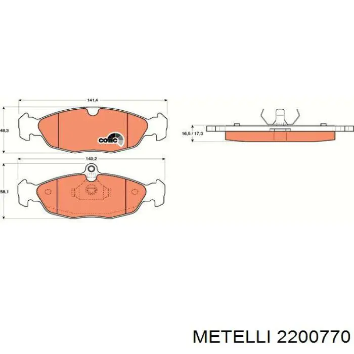 Передні тормозні колодки 2200770 Metelli