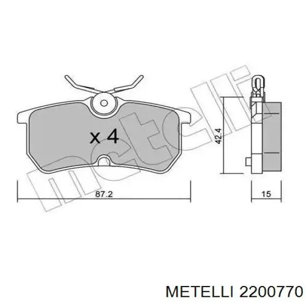 2200770 Metelli Передні гальмівні колодки