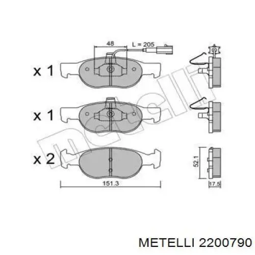 Гальмівні колодки Metelli 2200790 ціна, від 17.82 USD