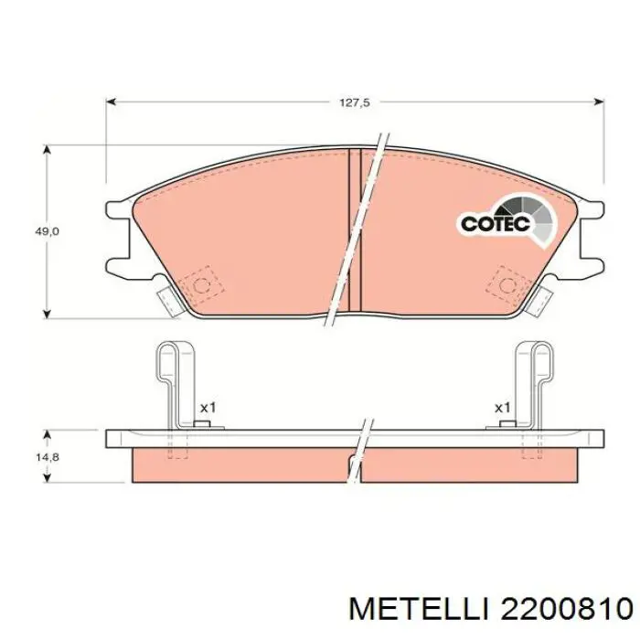Гальмівні колодки Metelli 2200810 ціна, від 14.61 USD