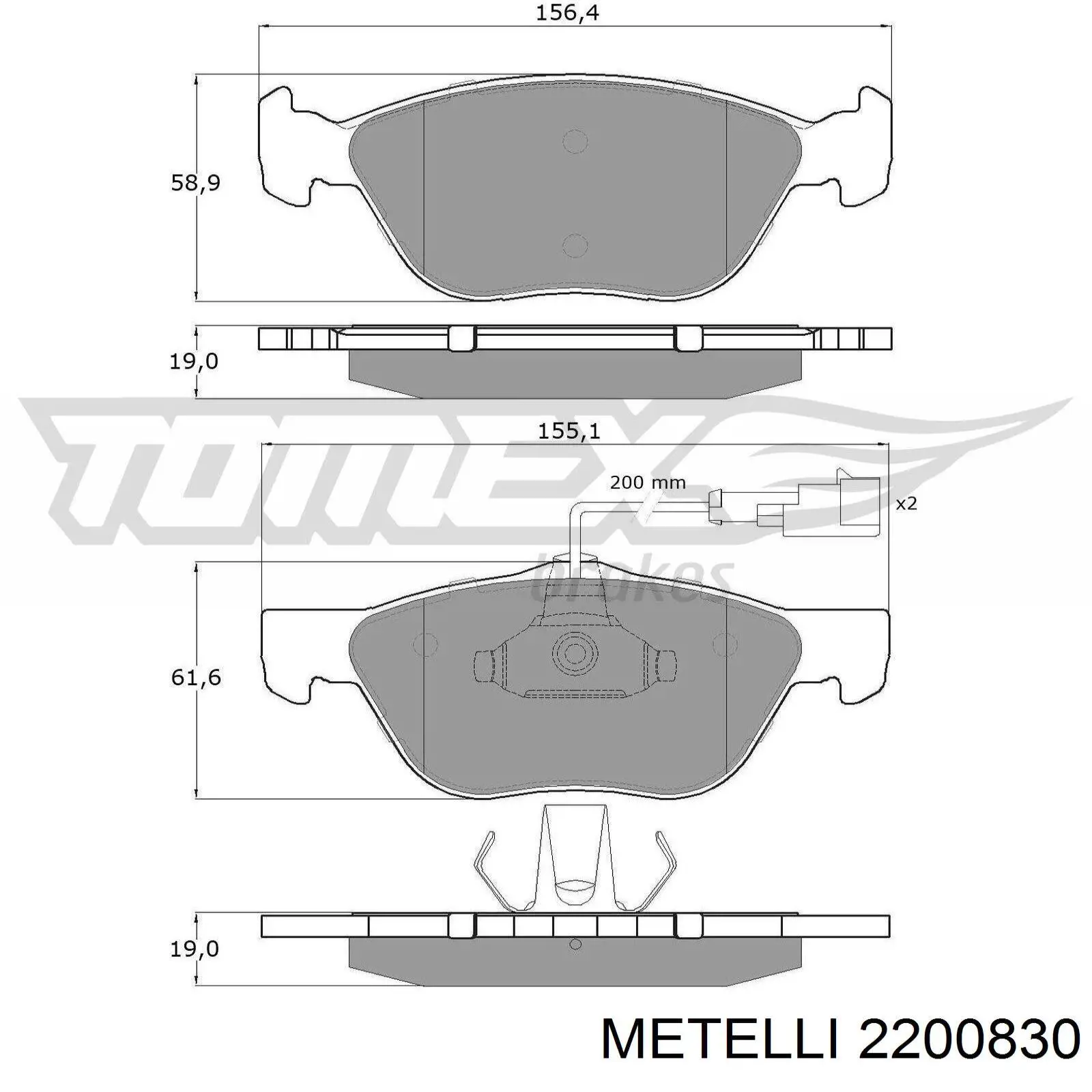 Гальмівні колодки Metelli 2200830 ціна, від 22.81 USD