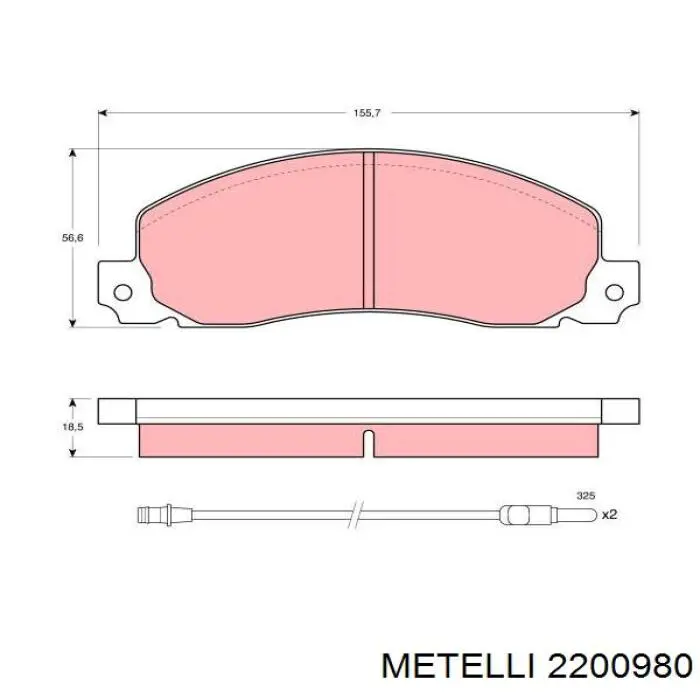 Колодки гальмівні передні, дискові 2200980 Metelli