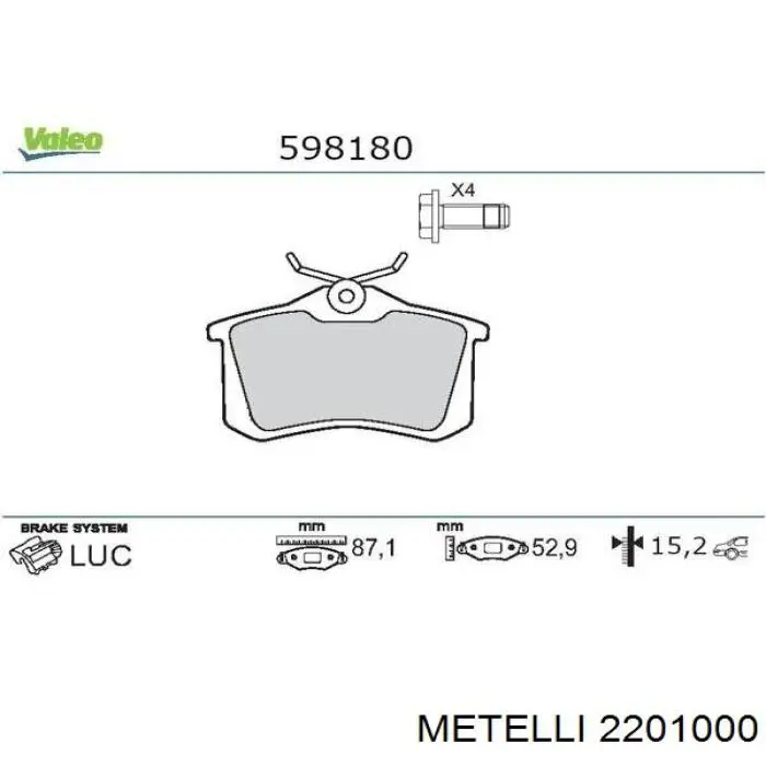 Задні дискові колодки Metelli 2201000