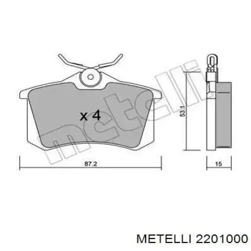 Задні гальмівні колодки Metelli 2201000 ціна, від 13.78 USD