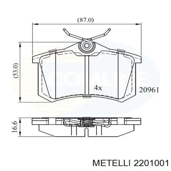 Задні гальмівні колодки Metelli 2201001 ціна, від 14.90 USD