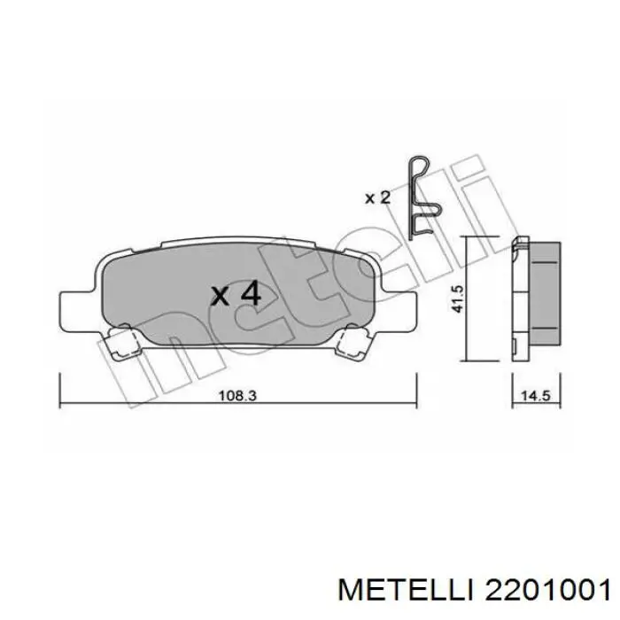 Купити 2201001 Metelli Задні колодки
