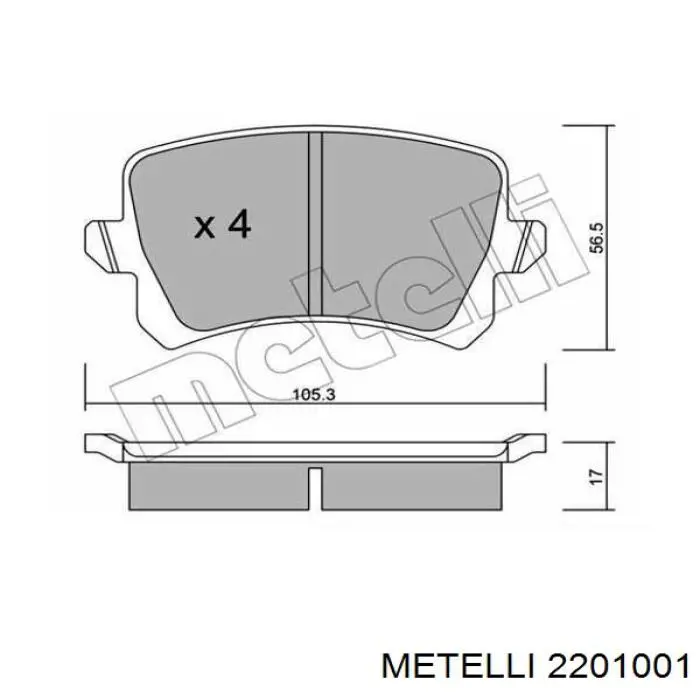 Задні гальмівні колодки 2201001 Metelli