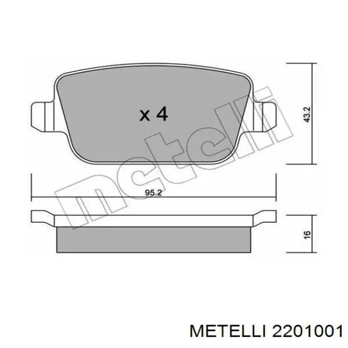 Задні дискові колодки Metelli 2201001