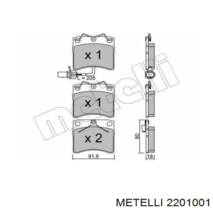 Задні гальмівні колодки Metelli 2201001 ціна, від 14.90 USD