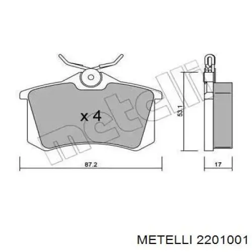 Купити 2201001 Metelli Задні колодки