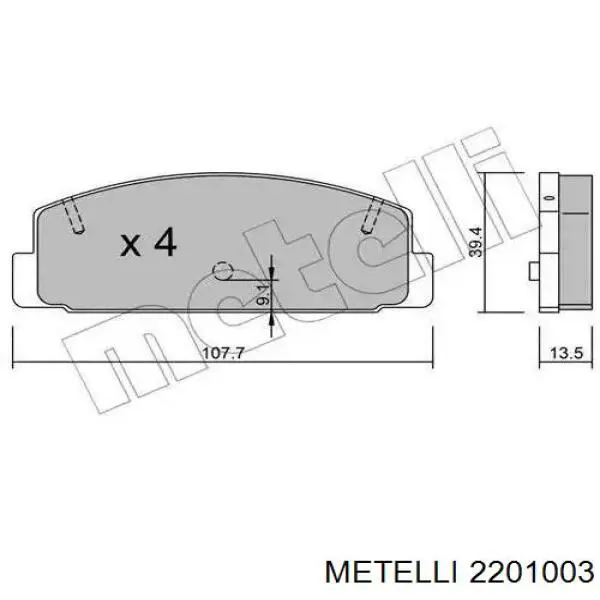 Задні гальмівні колодки Metelli 2201003 ціна, від 17.44 USD