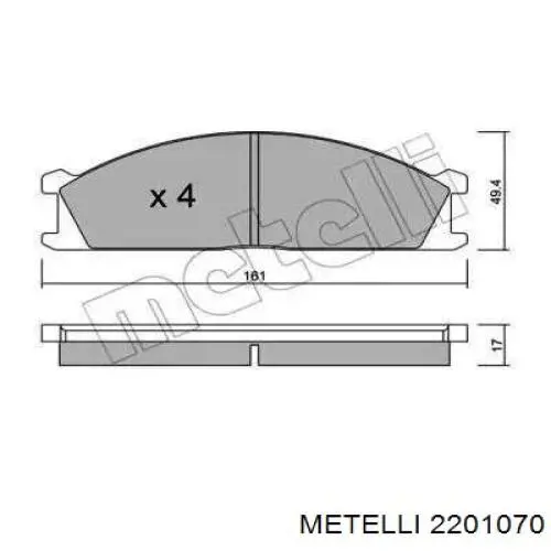 Гальмівні колодки Metelli 2201070 ціна, від 20.78 USD