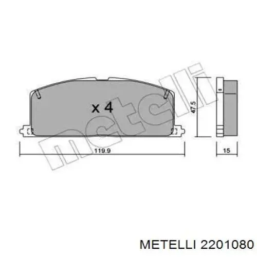 Купити 2201080 Metelli Колодки гальмівні передні, дискові
