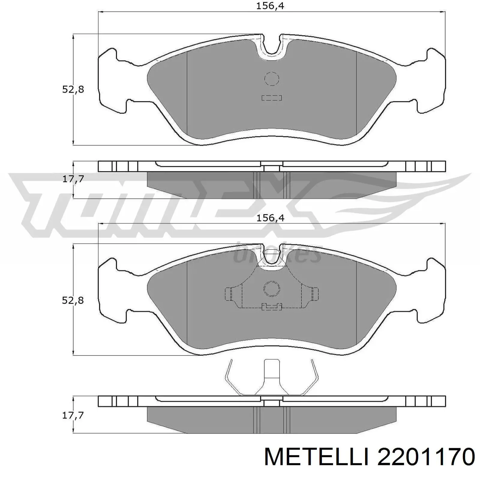Передні тормозні колодки 2201170 Metelli