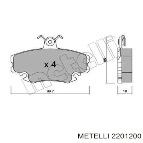 Гальмівні колодки Metelli 2201200 ціна, від 17.62 USD