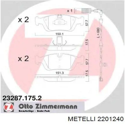 Гальмівні колодки Metelli 2201240 ціна, від 23.90 USD