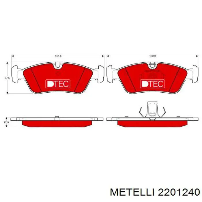 Гальмівні колодки Metelli 2201240 ціна, від 23.90 USD