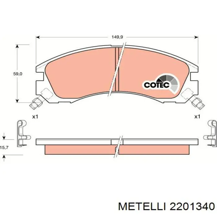 2201340 Metelli Передні гальмівні колодки