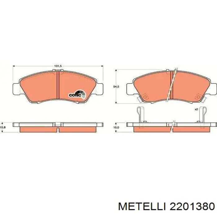 2201380 Metelli Передні гальмівні колодки