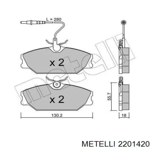 Купити 2201420 Metelli Колодки гальмівні передні, дискові